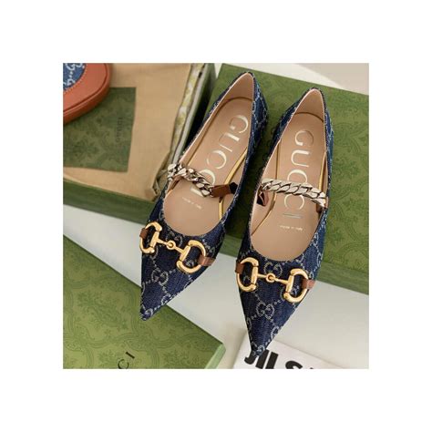 gucci denim horsebit flats|gucci ballet flats for women.